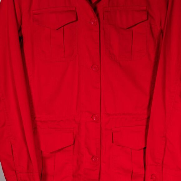 Chaps Ralph Lauren Women's Shirt Button Up Red Drawstring Long Sleeve Jacket XS - Picture 4 of 9